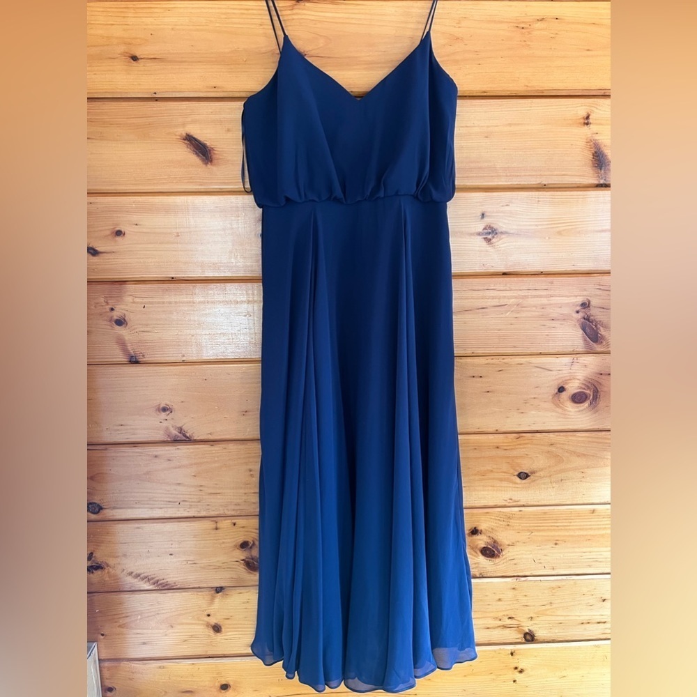 Hayley Paige Occasions Bridesmaid Maxi Blue Dress 12